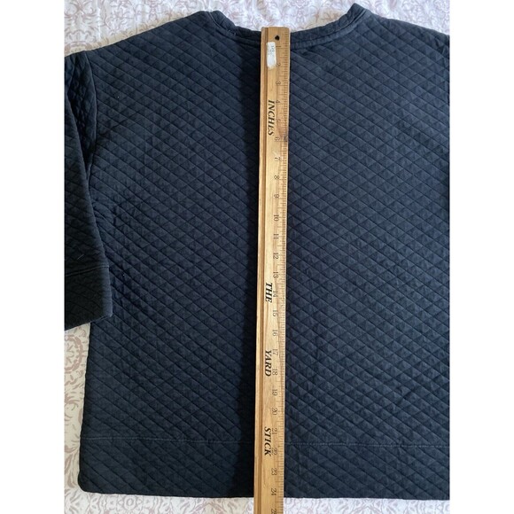 LANDS END Top Quilted Pullover Sweatshirt Blouse 3/4 Sleeve Womens M Black - Picture 7 of 14